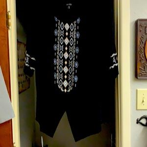 Black shirt with Aztec design